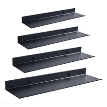  Floating Wall Shelf Black for Kitchen Bathroom Storage Rack Mirror Metal Shower Corner Shelves Organizer Cabinet Home Accessorie 