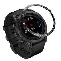 Premium Metal Styling Bezel - Sport Adhesive Case with Stainless Steel Bumper Ring - Garmin Fenix 7X (Black)