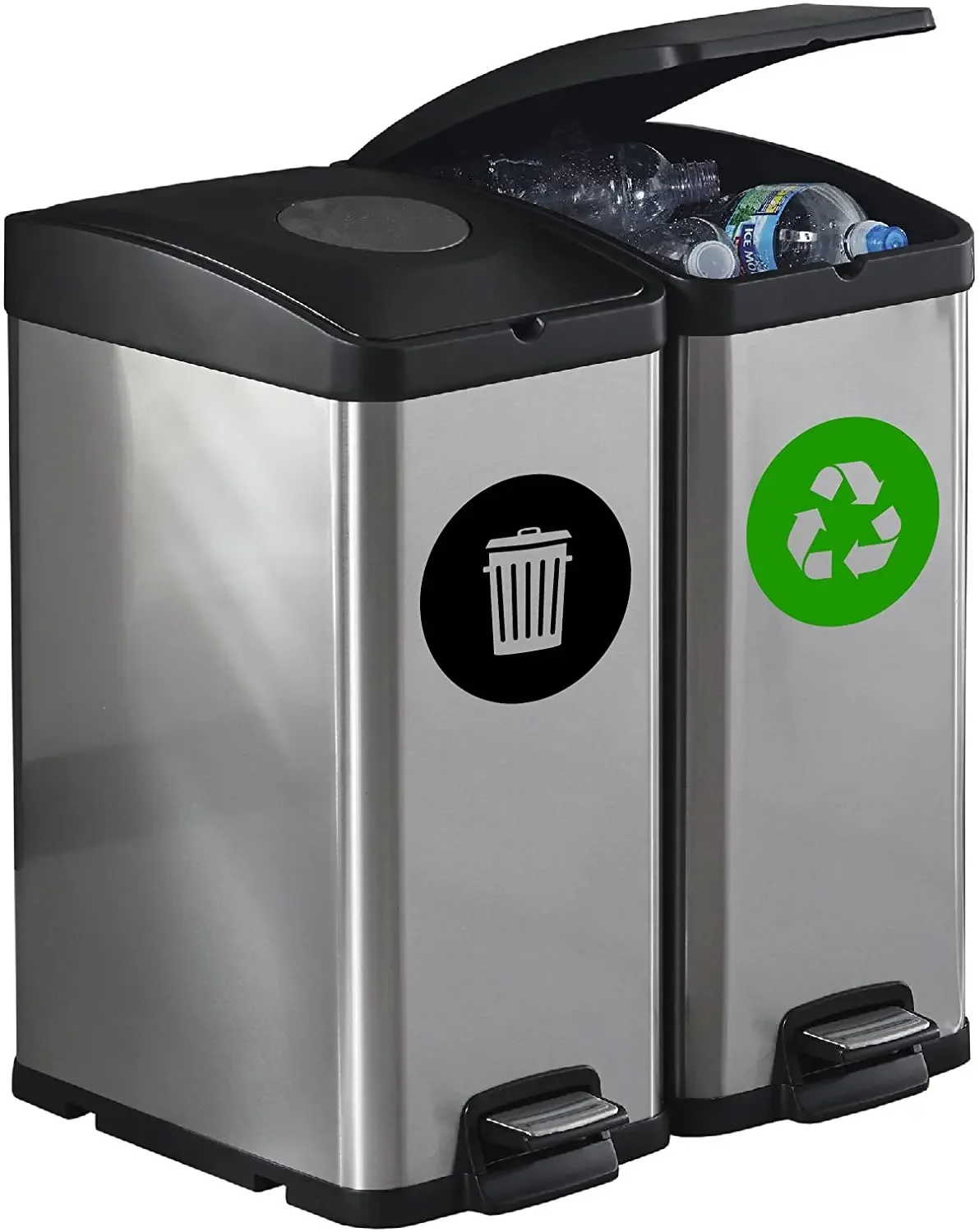 Spazzatura Può Sprecare Il Cestino Con Spazzatura In Plastica E Cartello Verde Di Riciclo Illustrazione Taglio Carta Vettoriale Riutilizzo Image235270160 - Foto 9