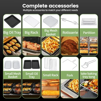 Dual Zone Hot Air Fryer, 24QT Hot Airfryer, XXL Oven with LED Touch Screen, 15 in 1, Luxury Accessories with Recipe Book, 2