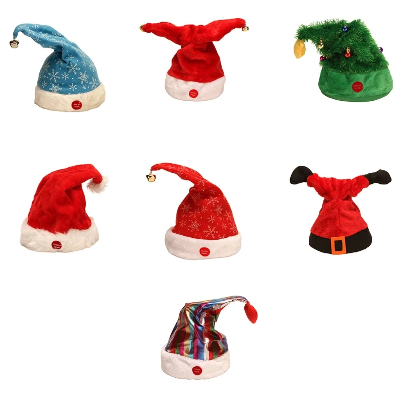 

2024 New Novelty Singing Dancing Electric Christmas Hat Crazy Party Hat Swing Musical Funny Hat for Xmas Halloween Decorations