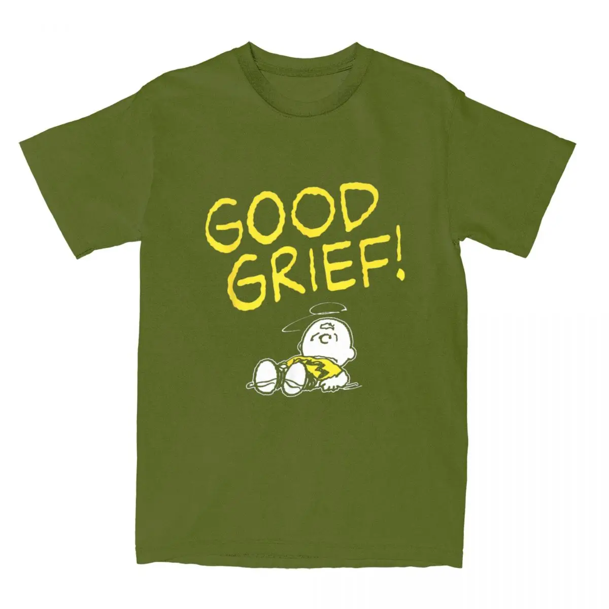 thumbnail image 1 of Camisetas para hombre y mujer, Peanuts, Charlie Brown, Good Grief, Snoopy, 100 % algodón, camisetas de manga corta, camisetas de cuello redondo, regalo de cumpleaños, 1 of 4