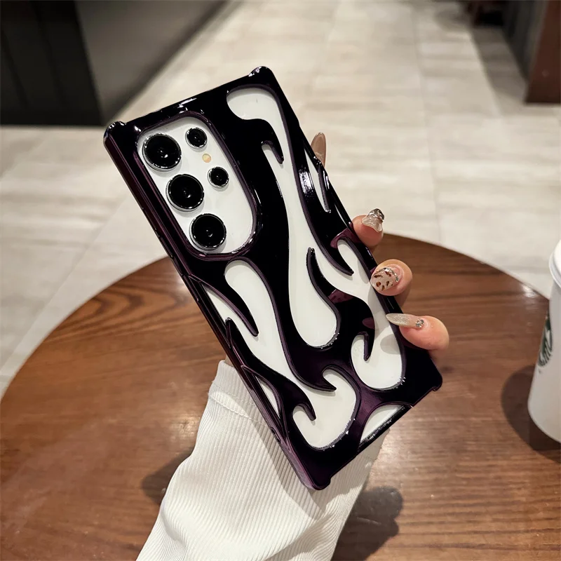 Flame Pattern 3D Plated Shockproof Slim Phone Case