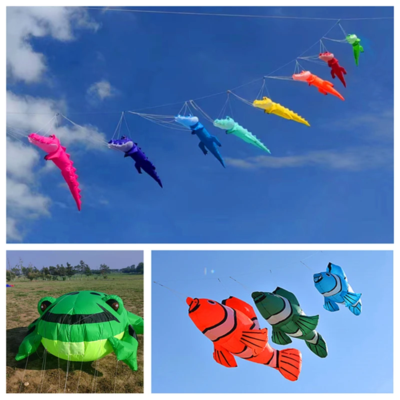 

free shipping Crocodile fish kite pendant soft kite string pilot inflatable kites professional parachute garden games kite reel