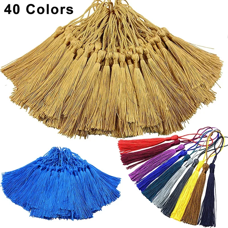 

100Pcs 13cm Silky Tassels Floss Bookmark Tassels with Cord Loop Chinese Knot Tassels for Jewelry Making DIY Craft Accessories