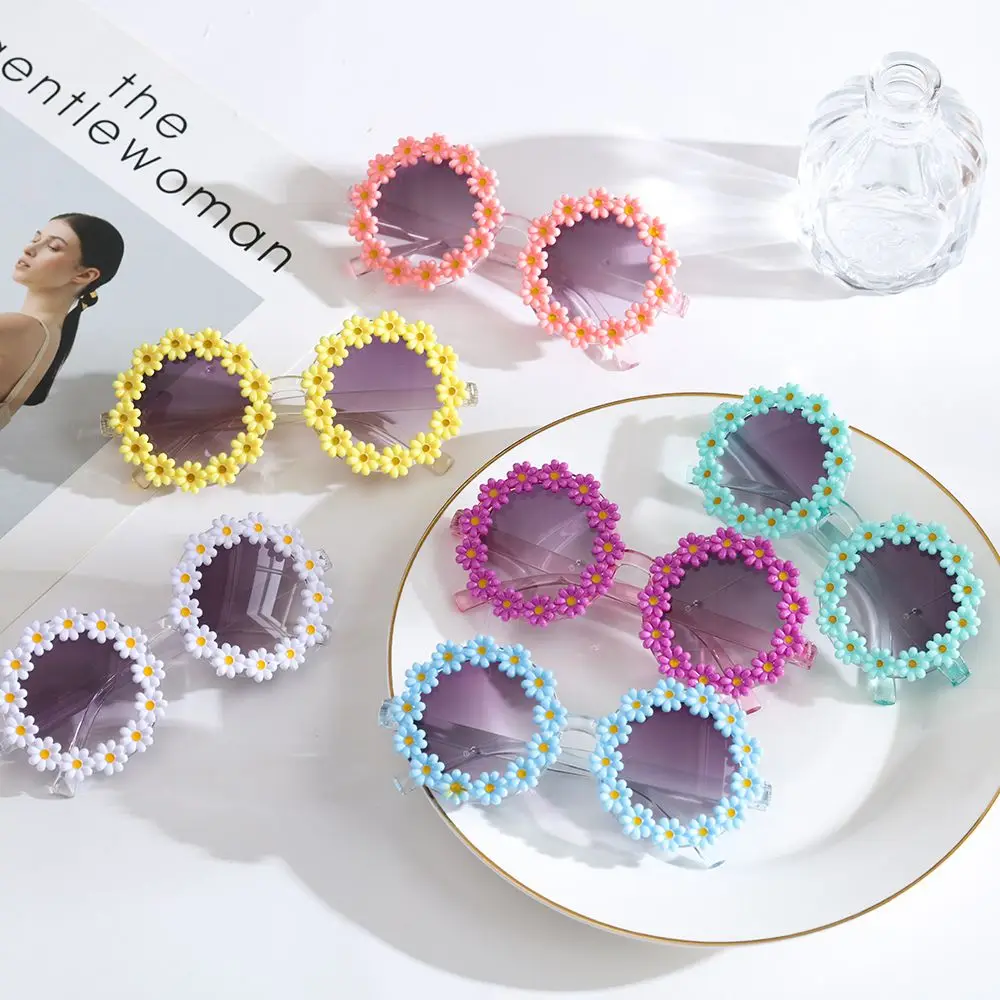 

Fashion Round Flower Sunglasses Fashion Kids Daisy Sunglasses for Girls Boys Children Outdoor Sport UV400 Protection Eyewear