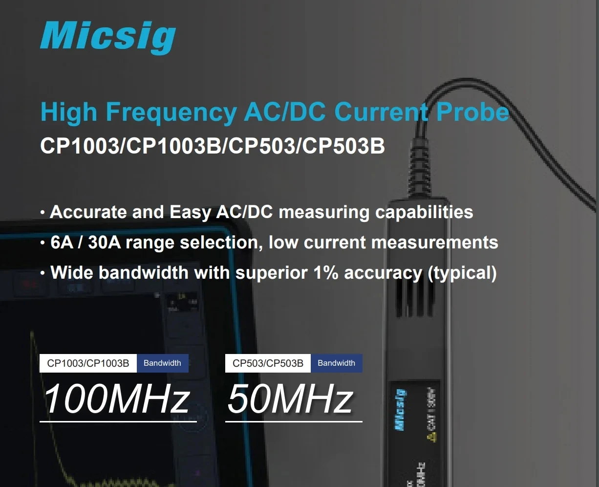 Description Picture 3 of itemMicsig High Frequency CP1003B CP503B AC/DC Current Probes 100MHz/50MHz 6A/30A