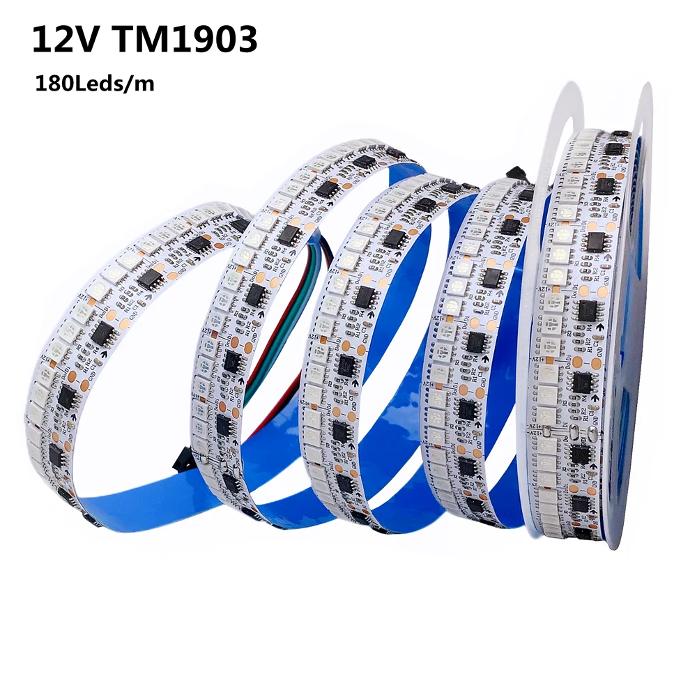 

DC12V 5M 180Leds/m WS2811 LED Pixel Strip Light RGB Full Color 5050 Led Ribbon TM1903 Flexible Addressable Digital LED Tape