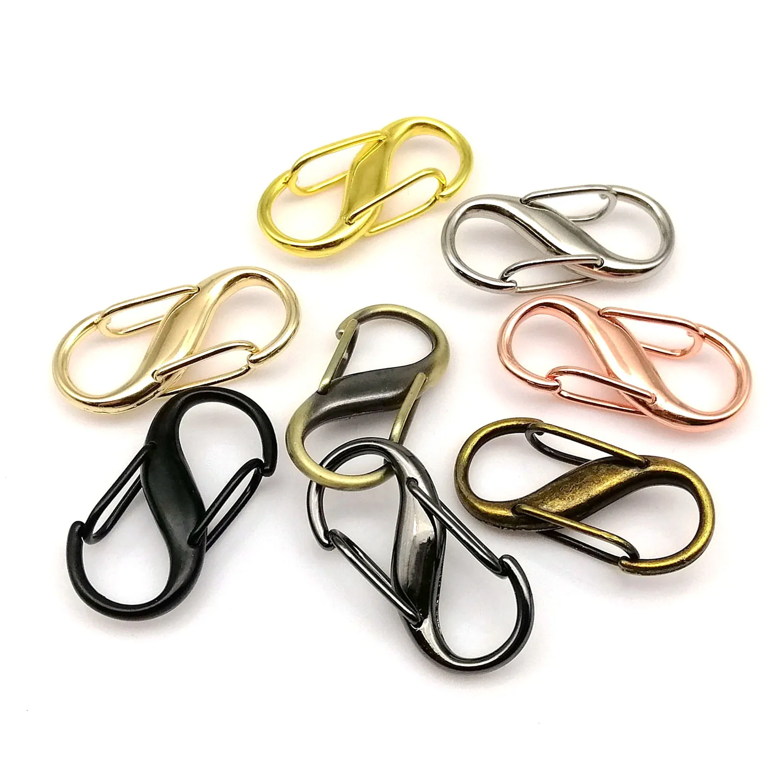 S Type Shape Double Buckle Key Ring Snap Clasp Trigger Hook for Repair  Connect Shorten Leather Bag Shoulder Chain Strap Pendant 6PCS (Silver)