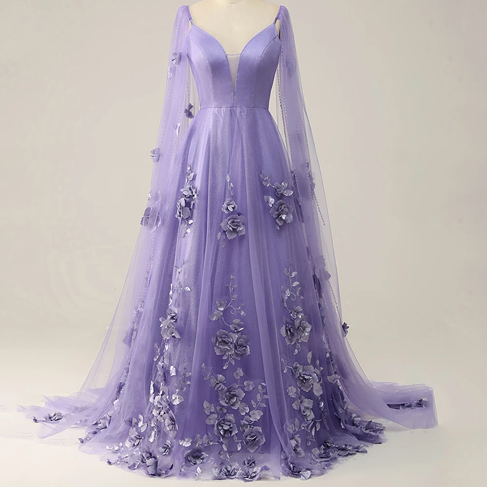 

Женское платье с длинным рукавом, изысканное ТРАПЕЦИЕВИДНОЕ ПЛАТЬЕ до пола из фатина с V-образным вырезом и бусинами, свадебное платье с цветами трех размеров