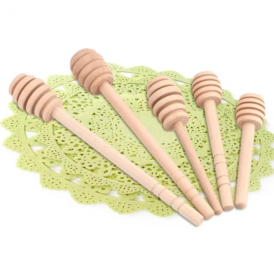 Wooden Spoon Long Handle Honey Spoon Mixing Sticks Dipper 50Pcs For Jar Coffee Milk Tea Supplies Kitchen Tools