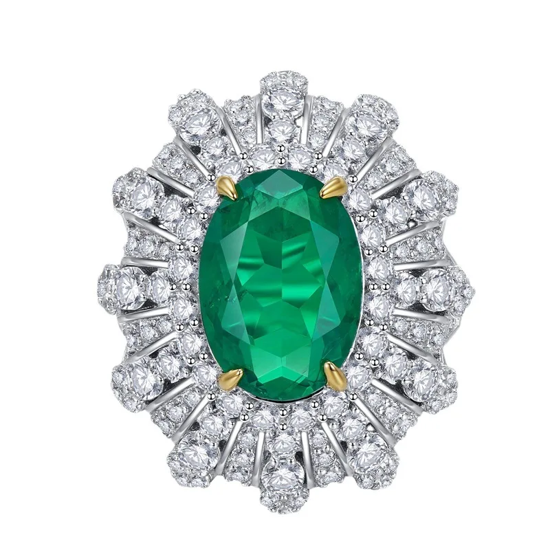 Acquista 2023 New S925 Silver Egg Emerald Oval 10*14 Diamond High End Luxury