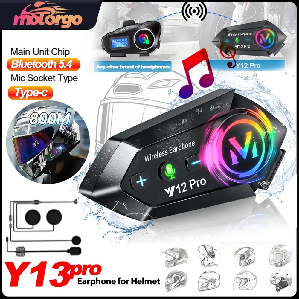 Motorcycle Helmet Intercom Dual-Core 5.4 Chip IPX6 Waterproof
