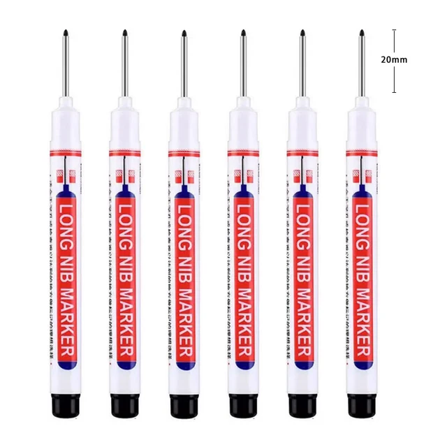 6Pcs/Set 20mm Long Nib Head Markers for Metal Perforating Pen, Waterproof, Bathroom, Woodworking Decoration, Multi-Purpose 1