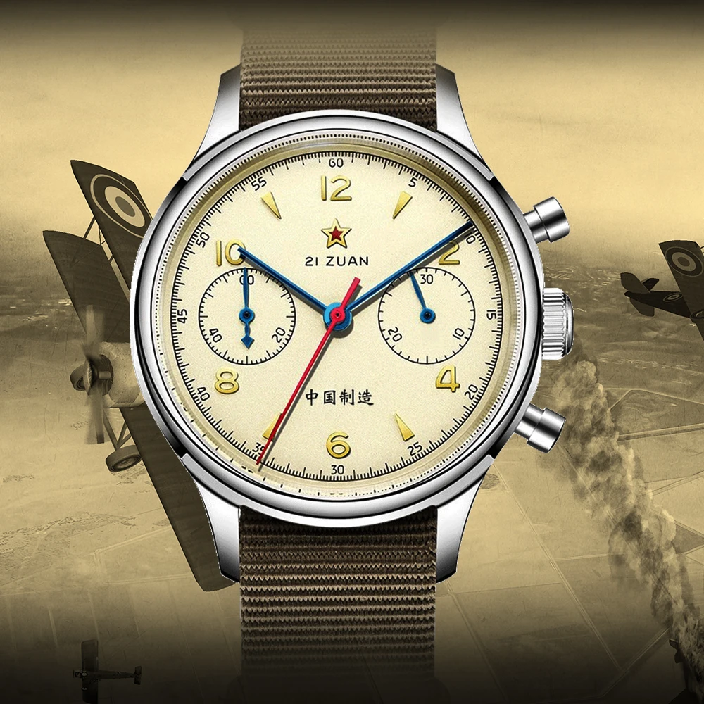 SEAKOSS Classic 1963 Chronograph ST1901 Movement 38 40mm Pilots Hand Winding Men's Mechanical Watches Sapphire 30M Waterproof mechanical watch