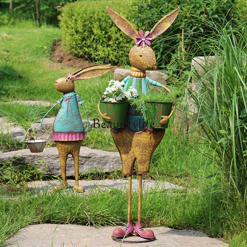 

Retro Cute Rabbit Decoration Flowerpot Garden Decoration
