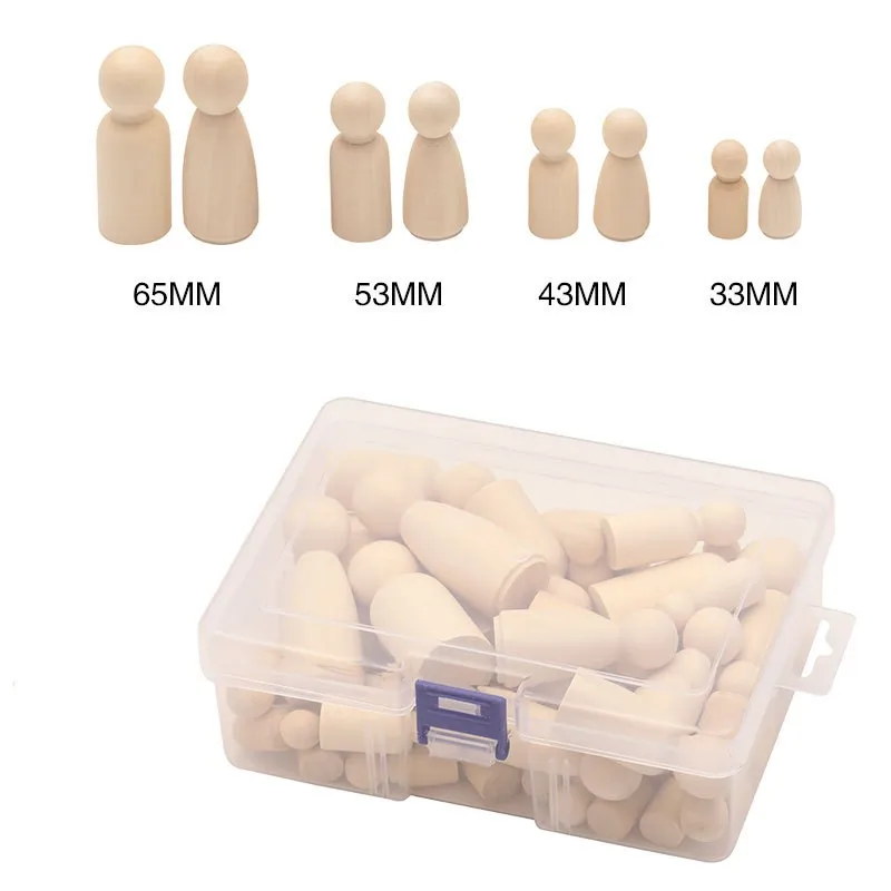 50 Pcs Little Wooden Man DIY Boxed Dolls Painting Unfinished People Figures Hand-Painted Graffiti Toys For Children 4