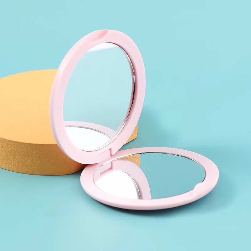 Chic Cream Round Portable Double-Sided Makeup Mirror Gift