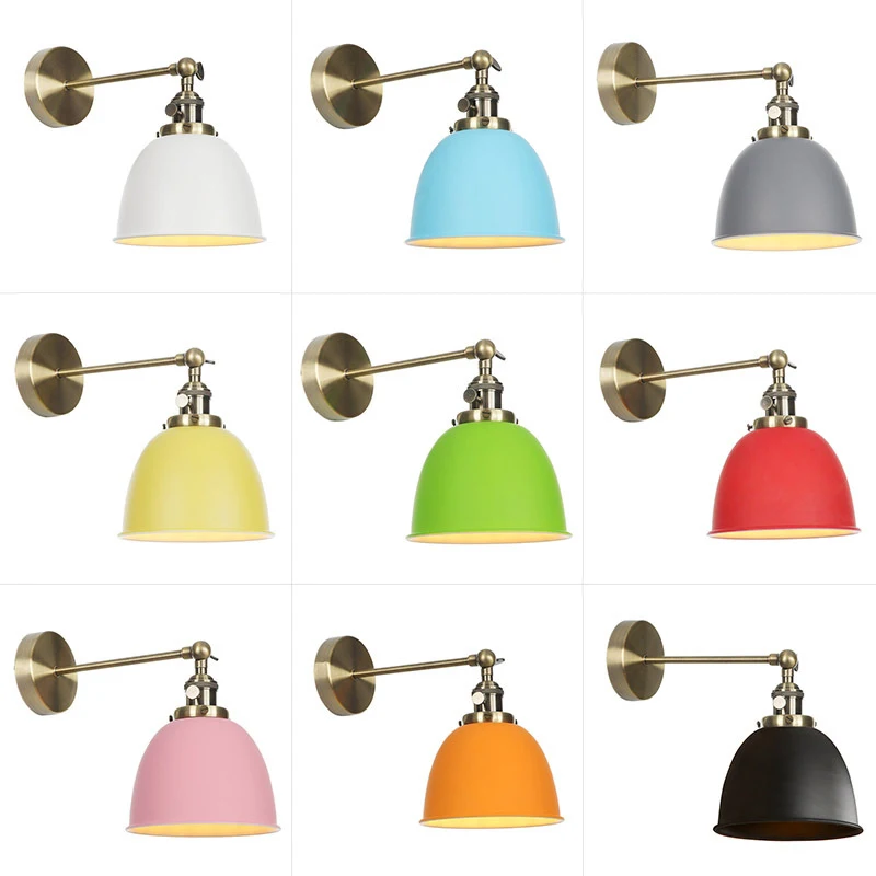 

Retro Industrial Wall Lamps Nordic Colorful Wall Light Iron Base for Bedroom Living Room Indoor Vintage Wall Sconce Modern Lamps