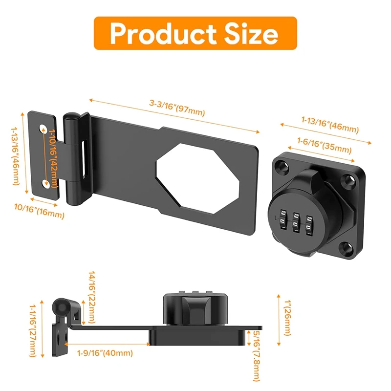 Keyless Cabinet Combination Latch,Cabinet Password Locks For Cabinet,Mailbox,Office File Cabinet Lock 90&deg;Angle Durable Black