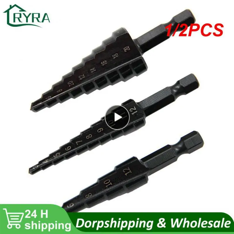 

1/2PCS 3-12mm 4-12mm 4-20mm HSS Straight Groove Step Drill Bit Nitrogen Coated Drilling Power Tools Set Wood Metal Hole Cutter