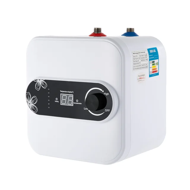 Petit chauffe-eau électrique 220V, réservoir d'eau chaude sous évier de 8l avec soupape de sécurité, chauffe-eau instantané pour cuisines 1