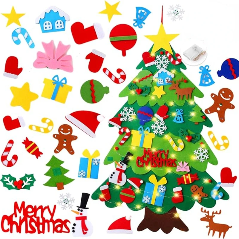 DIY Felt Christmas Tree Christmas Decoration for Home Navidad Noel New Year Ornaments Santa Claus Xmas Kids Gifts christmas tree ornaments