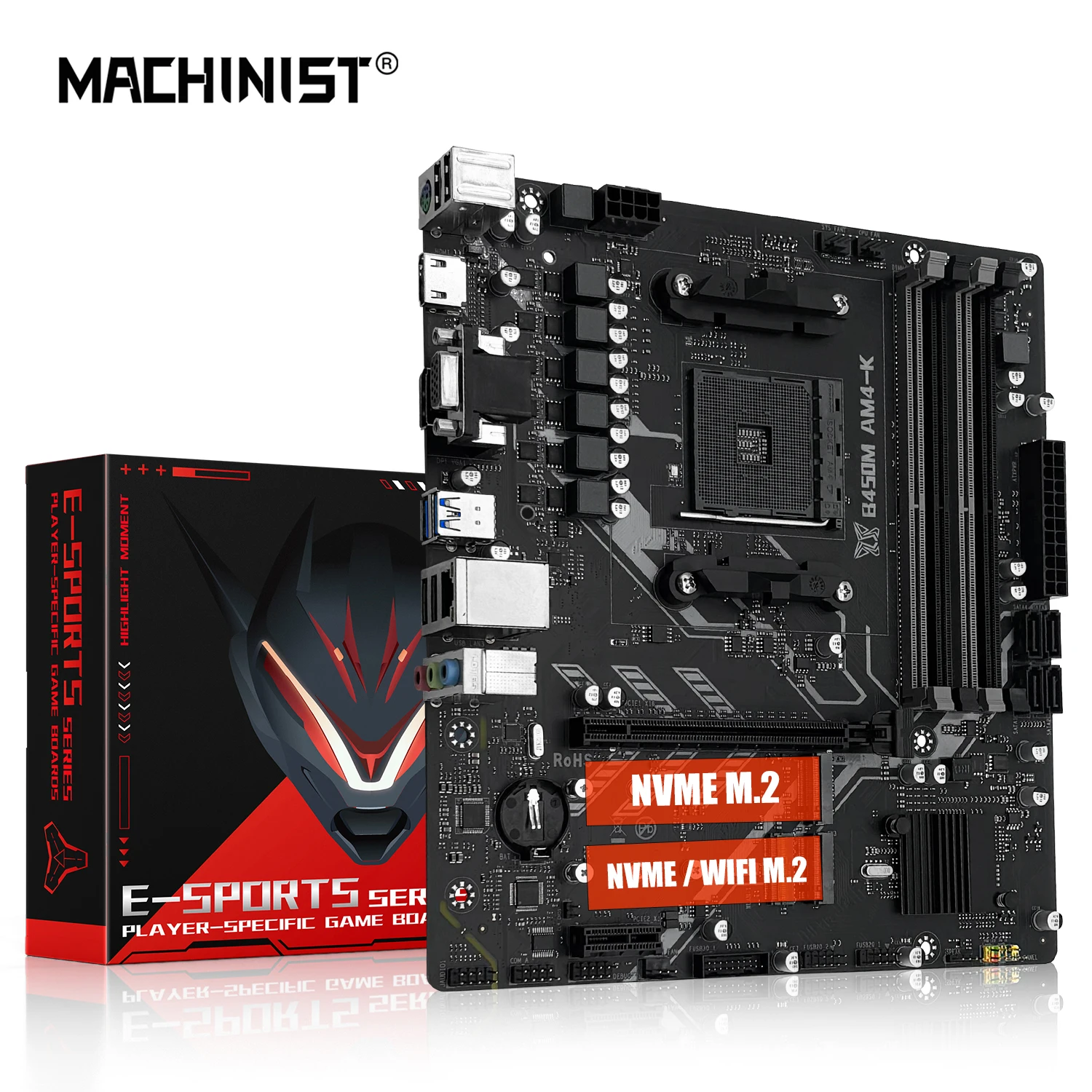 MACHINIST B450M-AM4-K ADM Motherboard Supports AM4 Series (Ryzen 1