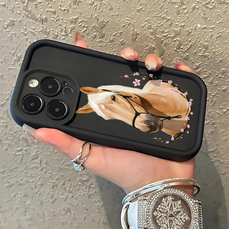 Adorable Horse-Patterned Silicone Shockproof Phone Case - Soft Protective Cover