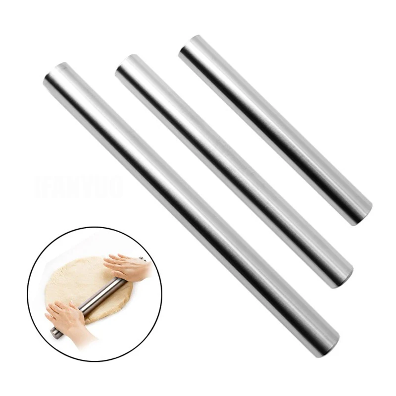 Description Picture 6 of item8/10/12inch Stainless Steel Rolling Pin Non-Stick Rolling Roller Dough Bake Dumpling Skin Pizza Pastry Embossed Kitchen DIY Tool