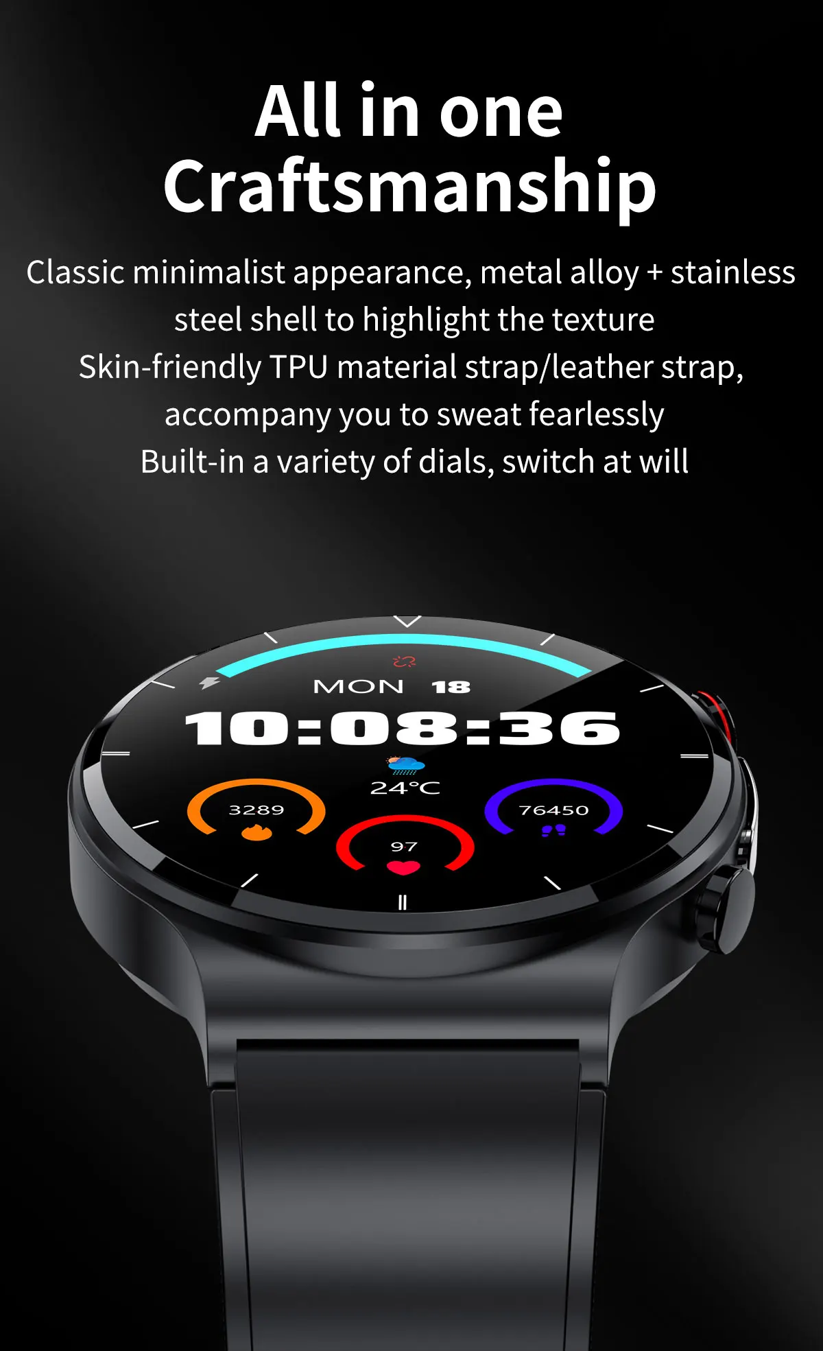 2022 New Smart watch Men 360*360 HD Full Touch Screen Fitness Tracker Smart Watch Men ECG+PPG Heart Rate Monitor Blood Pressure