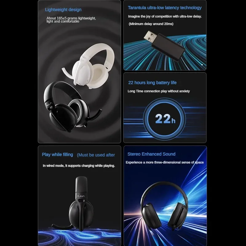 AULA S6 Wireless Headphone Esports Head-mounted Headsets 2.4G/Bluetooth/Wired Lightweight Earphones Mic PC Gaming Laptop wireless headphones wireless headset gaming headphones