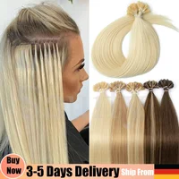 Extensions de cheveux naturels à pointe droite, à kératine, fusion à chaud, noir, brun, marron, pré-collées, 50 pièces 1