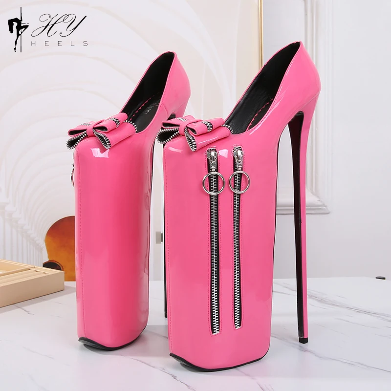 Women's 30cm Super High Heels Platform Patent Leather Pole Dance Party  Stilettos