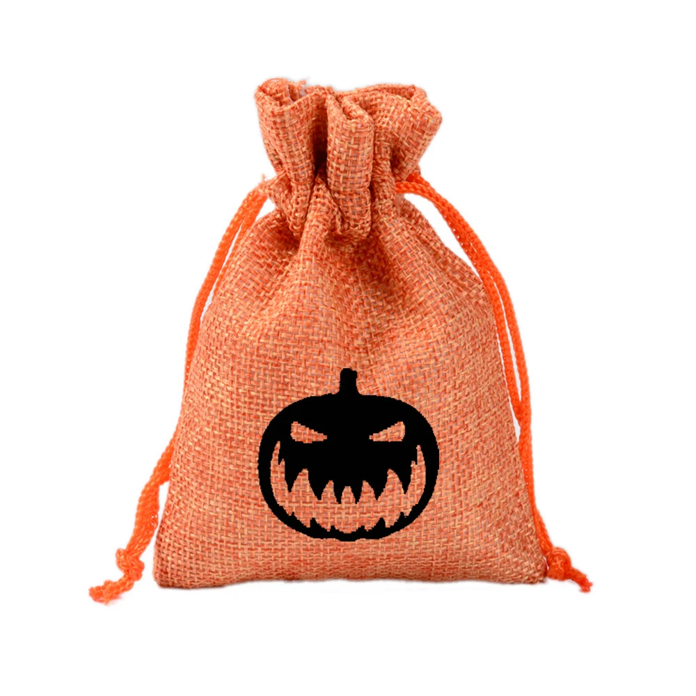 50pcs/lot Wholesale 10x14cm Pumpkin Drawstring Bags Children's Festival Candy Gift Bag Orange Storage Bags For Halloween Party