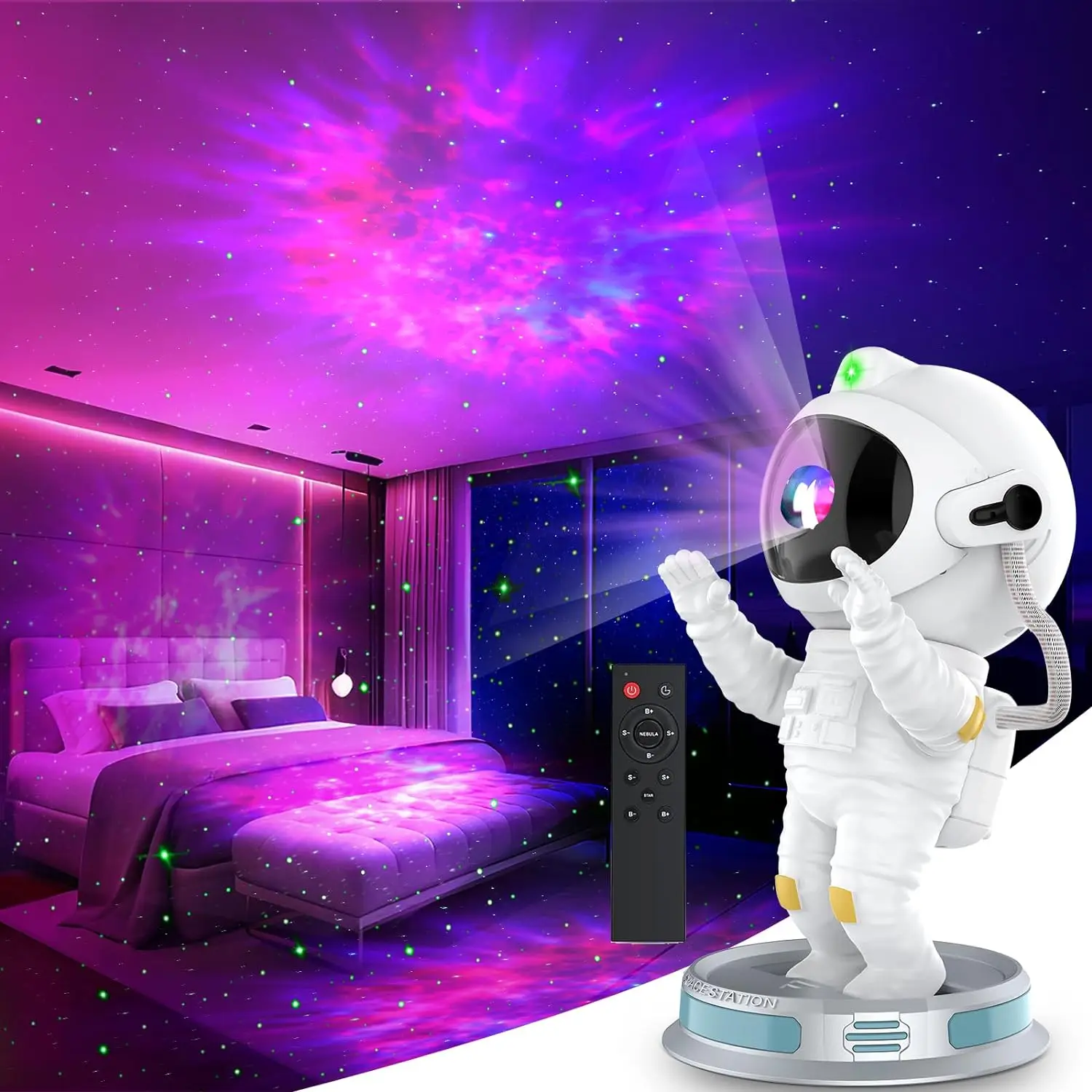 

2024 Galaxy Star Projector Starry Sky Night Light Astronaut Lamp Home Room Decor Decoration Bedroom Decorative Luminaires Gift