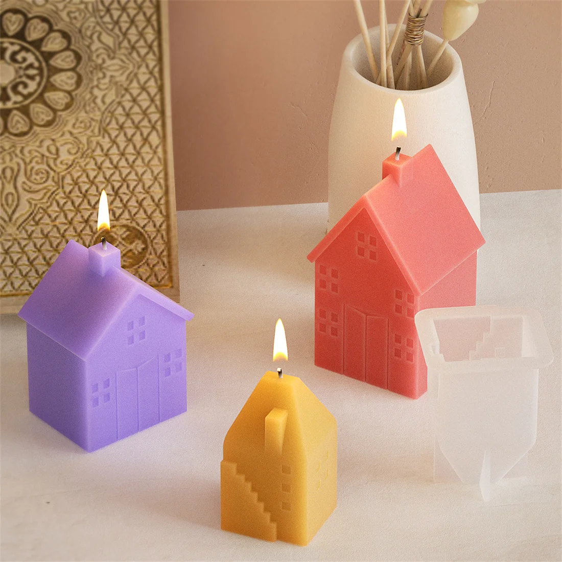 3D House Candle Silicone Mold DIY Candle Mold Gypsum Concrete Epoxy Resin Home Decoration Casting silicone mold silicone candle mold aromatherapy candle mold silicone candle molds candle mold