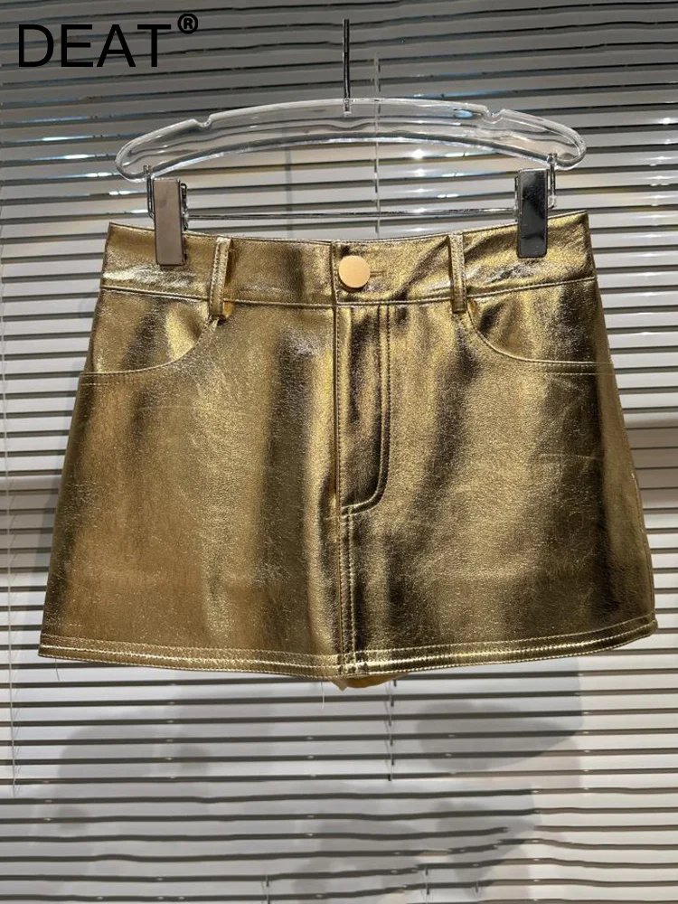 

Fashion PU Leather Mini Skirt Women's Causal Shiny Solid Color High Waist Wrap Hip Skirts Female 2023 Spring New 11XX1224
