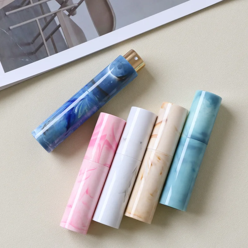 

10ml Portable Perfume Refillable Spray Bottle Rotate Glass Liner Cosmetic Empty Containers Atomizer Marble Bottle Travel