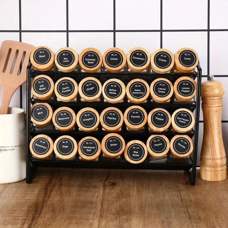 24 Piece Glass Spice Jar Set with Labels