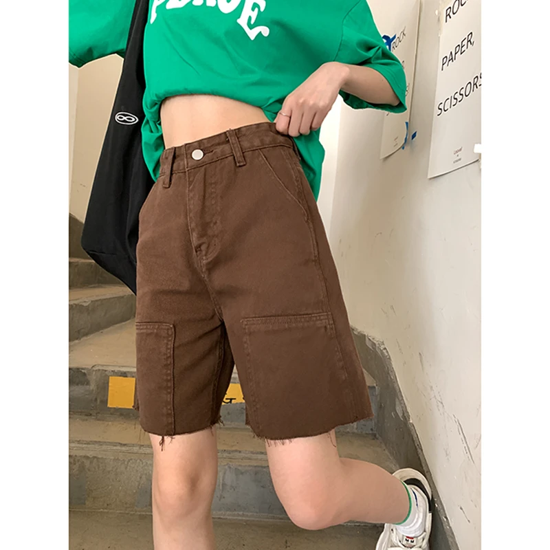 High Waist Women Shorts Jeans Wide Leg 