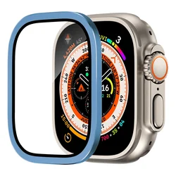 Premium Tempered Glass Screen Protector with Metal Frame for Smartwatch - Anti-Scratch and Durable (Light Blue)
