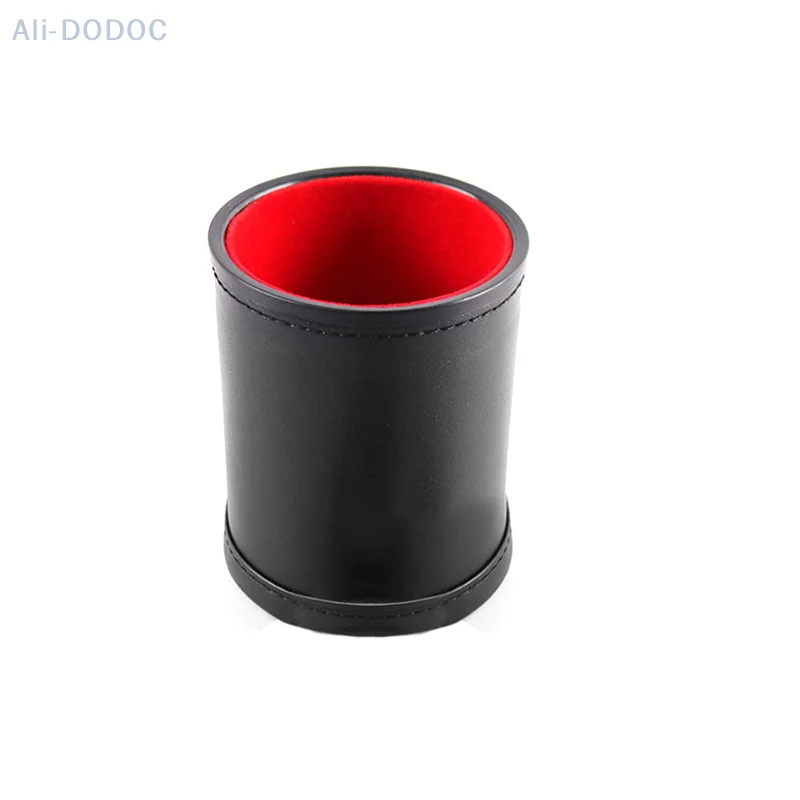 1X New Black PU Leather Flannel Mute Dice Cups With 5pcs Dices Bar Game Supplies