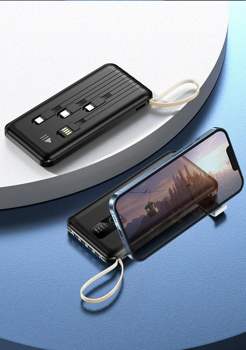 Portable Power Bank With Built-in Cable For Smartphones Fast Charge_voghion.com