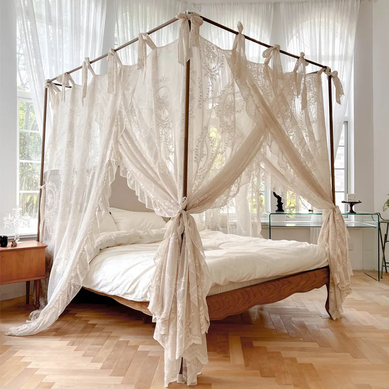 Description Picture 5 of itemSummer Princess Palace Mosquito Net without Frame Romantic Three-door Lace Bed Curtain Home Decor