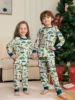 2024 Christmas Dinosaur Print Family Matching Outfits Cute Soft Pajamas Set 2 Pieces Suit Xmas Gift Family Look Casual Pyjamas 5