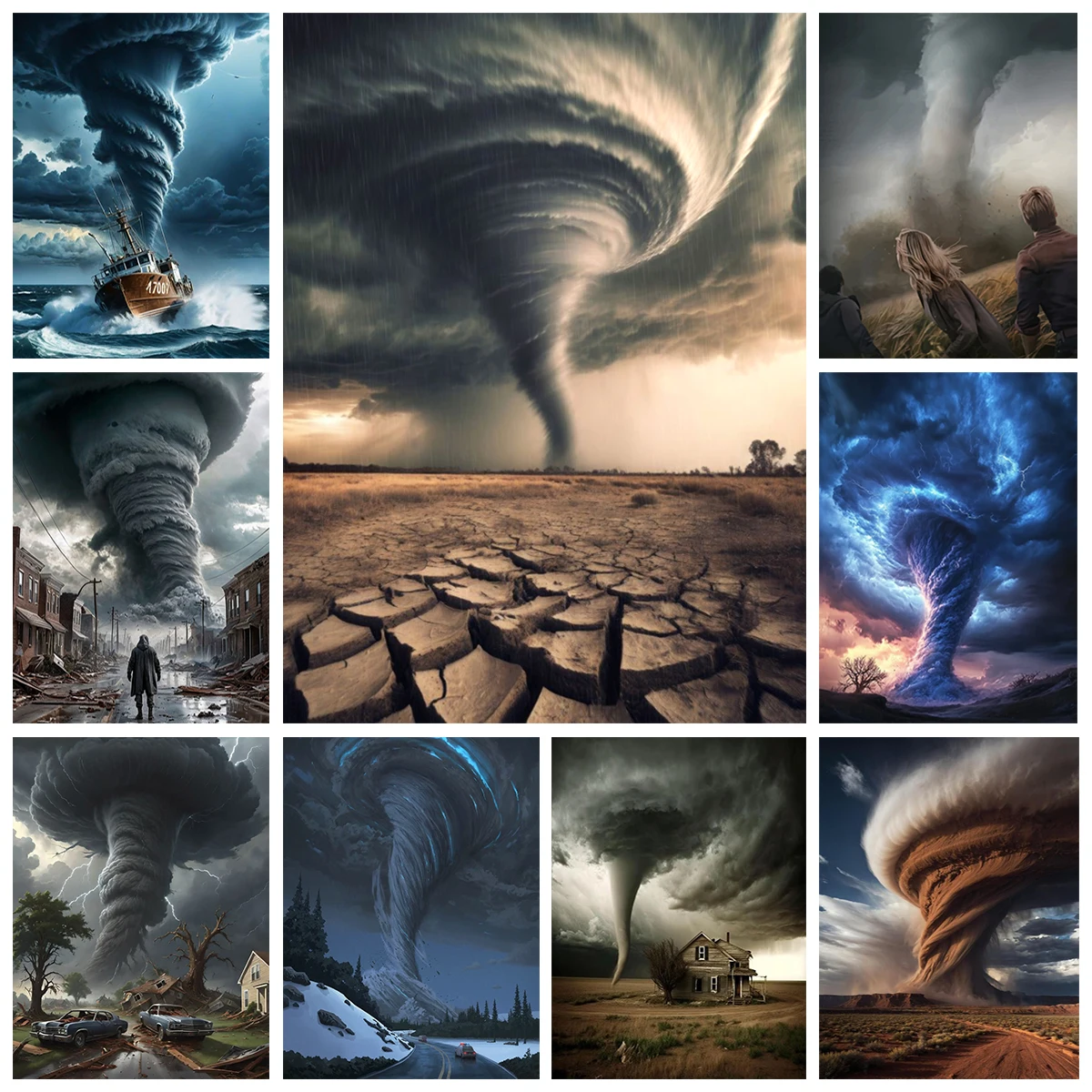 Tornado 5D Diamond Painting Kit Natural Scenery Picture Diy Diamond Embroidery Mosaic Home Decor Oil Painting