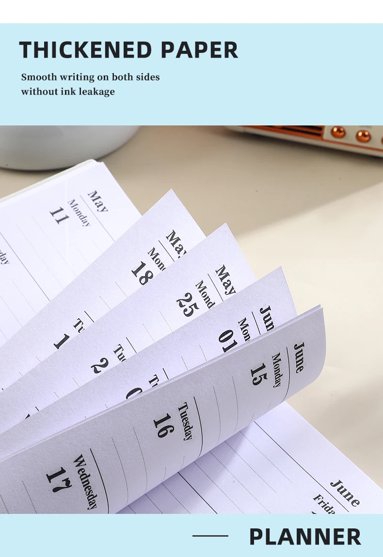 A6-Spezifikation 2026 Englisches Kalenderbuch, 64 Blatt 128 Seiten Lederkalenderbuch, 365-Tage-Planbuch für den täglichen Gebrauch – Detail 6
