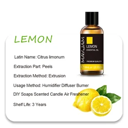 MAYJAM Essential Oils - Aromatic Bliss Collection: Lavender, Jasmine, Eucalyptus, Ylang Ylang, Vanilla, and Tea Tree - 10ml (Lemon Oil)