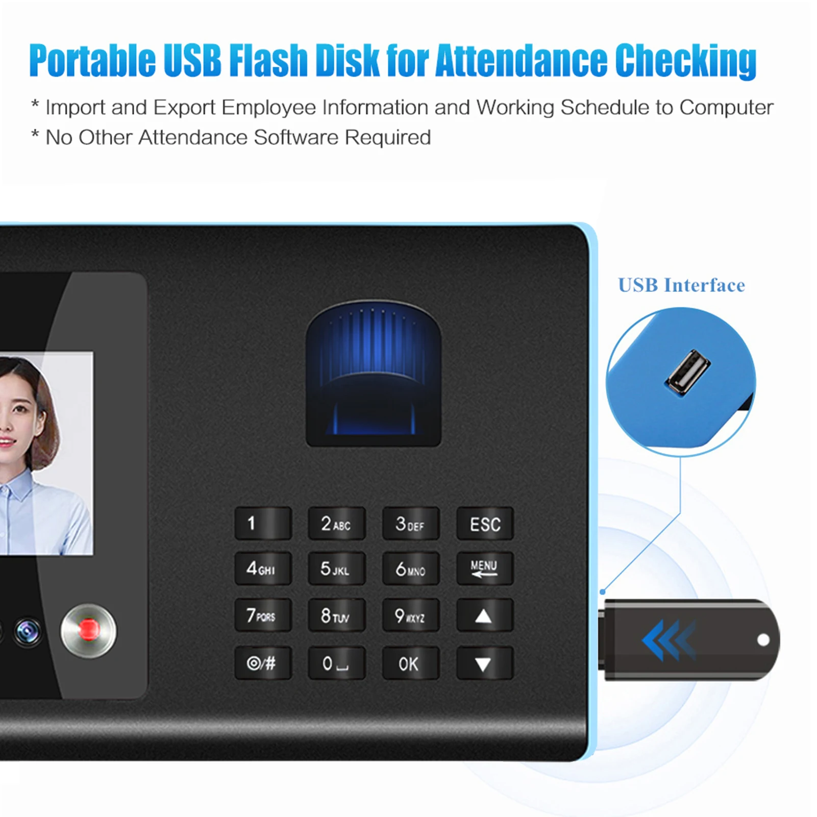 5 pcs Intelligent Attendance Machine Face Fingerprint Password Recognition Mix Biometric Time Clock for Employees with Voice